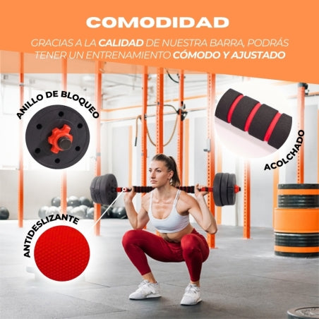 Juego de Mancuernas y Barra Combinable (hasta 20kg)